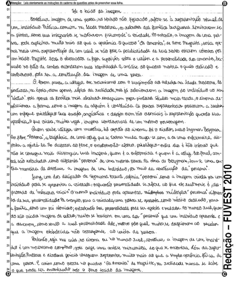 Melhores redações da Fuvest 2010: 'Sob o tecido da imagem'