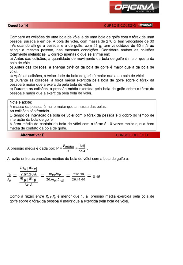 Fuvest 2013: correção da questão 14 da primeria fase do vestibular