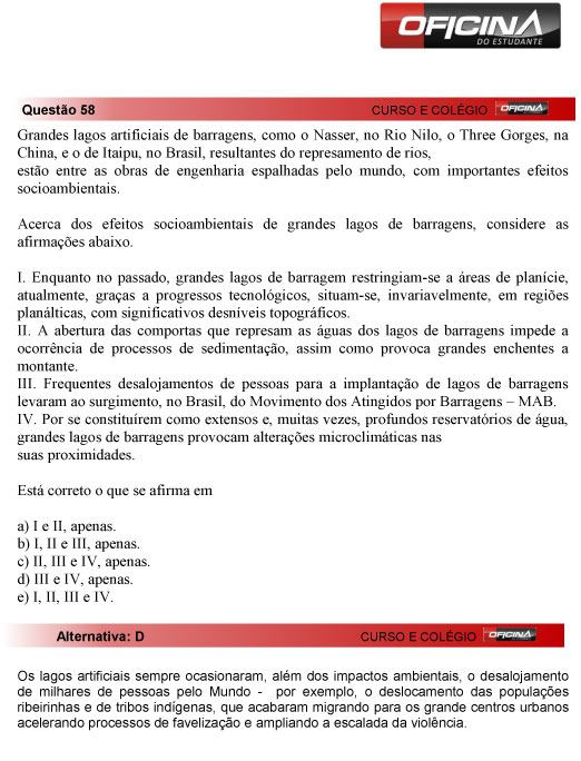 Fuvest 2013: correção da questão 58 da primeria fase do vestibular