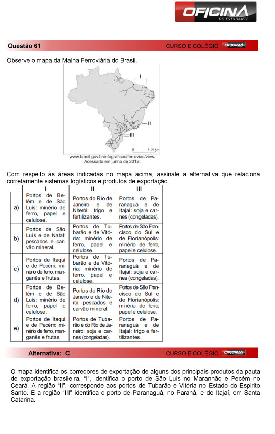 Fuvest 2013: correção da questão 61 da primeria fase do vestibular