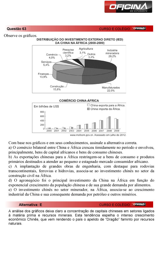 Fuvest 2013: correção da questão 63 da primeria fase do vestibular