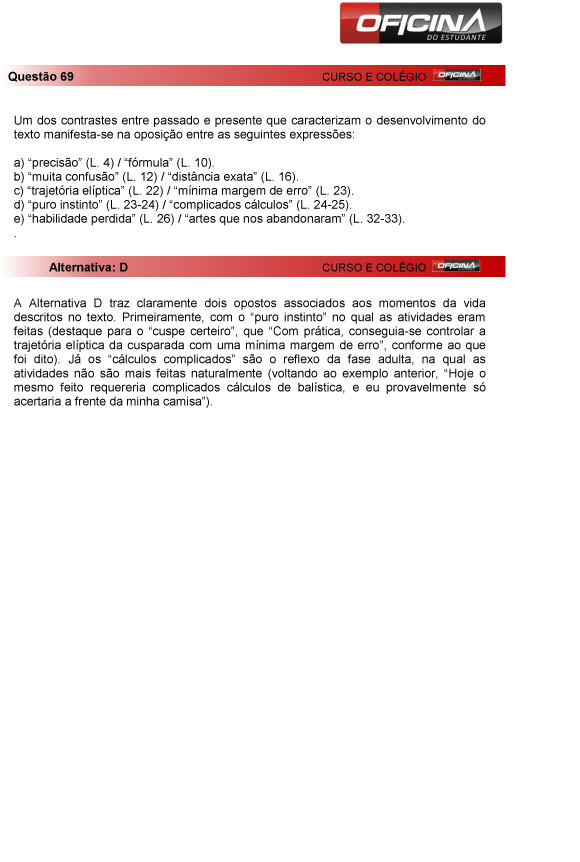 Fuvest 2013: correção da questão 69 da primeria fase do vestibular