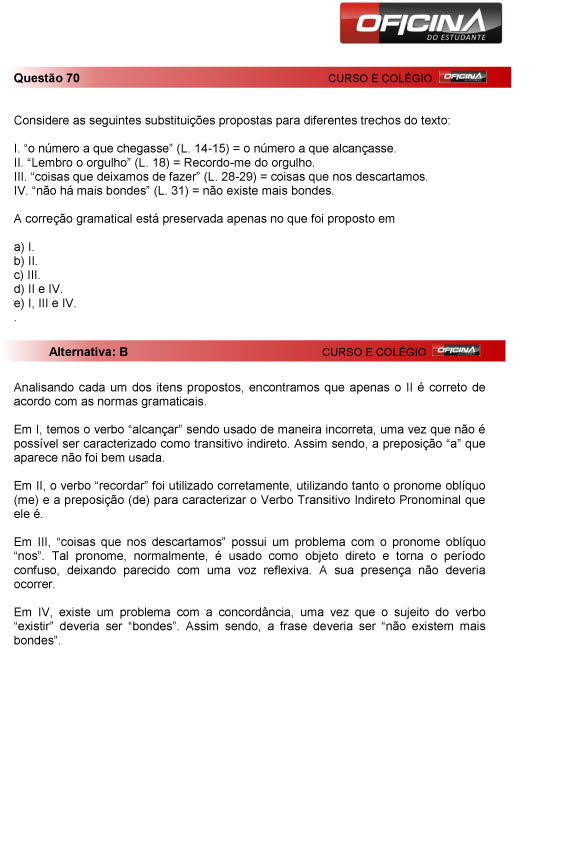 Fuvest 2013: correção da questão 70 da primeria fase do vestibular