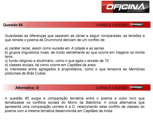 Fuvest 2013: correção da questão 85 da primeria fase do vestibular