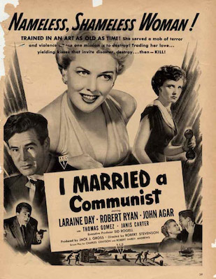 Cartazes e panfletos não eram as únicas armas da propaganda anti-comunista durante a Guerra Fria. O cinema e a TV também tiveram um papel muito importante na hora de afirmar a ideologia americana. O filme Eu me casei com um Comunista, de 1949, é um exemplo. Cartazes e panfletos não eram as únicas armas da propaganda anti-comunista durante a Guerra Fria. O cinema e a TV também tiveram um papel muito importante na hora de afirmar a ideologia americana. O filme Eu me casei com um Comunista, de 1949, é um exemplo.