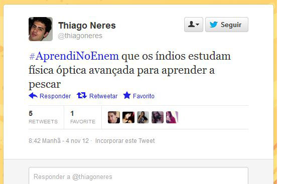 Usando a hashtag #AprendiNoEnem, usuários fazem piada com o conteúdo das provas do Exame Nacional do Ensino Médio, aplicado nos dias 3 e 4 de novembro