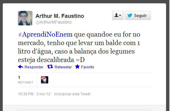 Usando a hashtag #AprendiNoEnem, usuários fazem piada com o conteúdo das provas do Exame Nacional do Ensino Médio, aplicado nos dias 3 e 4 de novembro