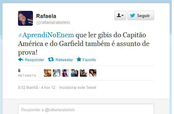 Usando a hashtag #AprendiNoEnem, usuários fazem piada com o conteúdo das provas do Exame Nacional do Ensino Médio, aplicado nos dias 3 e 4 de novembro