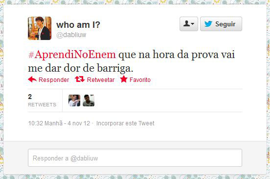 Usando a hashtag #AprendiNoEnem, usuários fazem piada com o conteúdo das provas do Exame Nacional do Ensino Médio, aplicado nos dias 3 e 4 de novembro