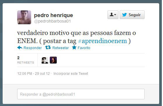 Usando a hashtag #AprendiNoEnem, usuários fazem piada com o conteúdo das provas do Exame Nacional do Ensino Médio, aplicado nos dias 3 e 4 de novembro