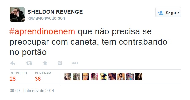 A zoeira não tem fim: candidatos aproveitam a rede social para criar memes e brincadeiras sobre o Enem, que acontece no fim de semana dos dias 8 e 9 de novembro A zoeira não tem fim: candidatos aproveitam a rede social para criar memes e brincadeiras sobre o Enem, que acontece no fim de semana dos dias 8 e 9 de novembro