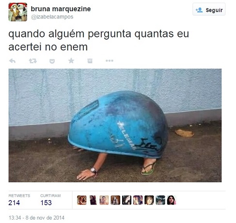 A zoeira não tem fim: candidatos aproveitam a rede social para criar memes e brincadeiras sobre o Enem, que acontece no fim de semana dos dias 8 e 9 de novembro A zoeira não tem fim: candidatos aproveitam a rede social para criar memes e brincadeiras sobre o Enem, que acontece no fim de semana dos dias 8 e 9 de novembro