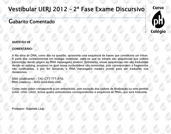 Uerj 2012 – Biologia (questão 5)