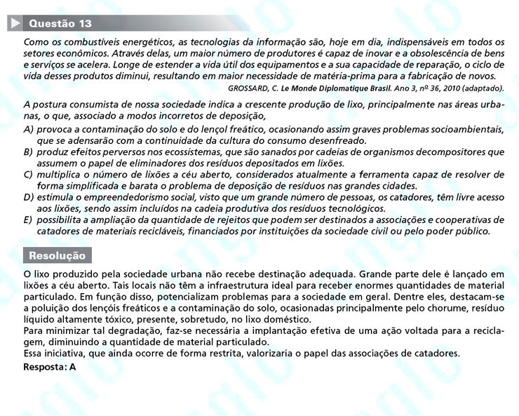 Enem 2011: Questão 13 – Ciências Humanas (prova azul)