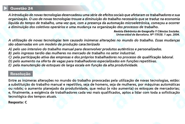 Enem 2011: Questão 24 – Ciências Humanas (prova azul)