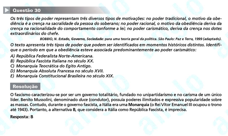 Enem 2011: Questão 30 – Ciências Humanas (prova azul)