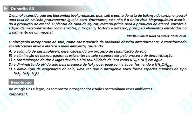 Enem 2011: Questão 83- Ciências da Natureza (prova azul)