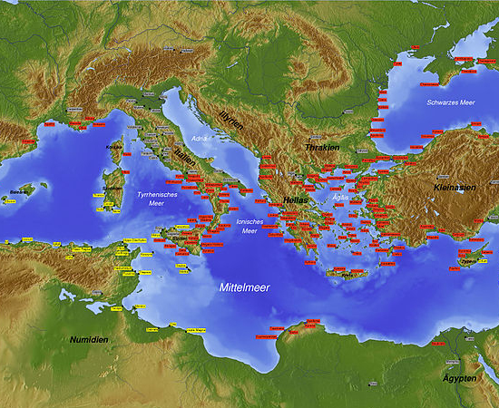 Foto: Colônias fenícias / Wikimedia Commons Foto: Colônias fenícias / Wikimedia Commons