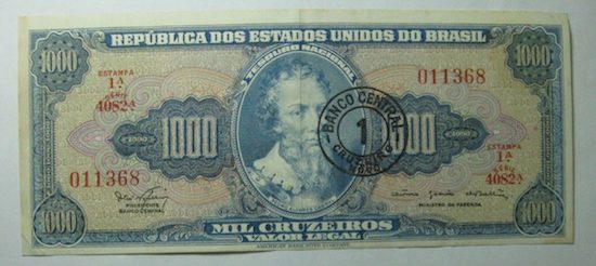 A partir de 13 de fevereiro de 1967, mil cruzeiros passaram a valer 1 cruzeiro novo (Cr$ 1 000 = NCr$ 1).