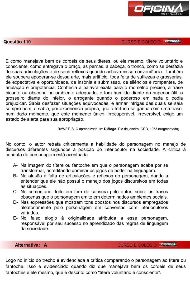 Enem 2012: correção da questão 110