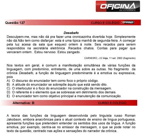 Enem 2012: correção da questão 127