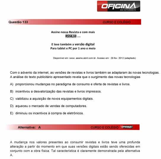 Enem 2012: correção da questão 133