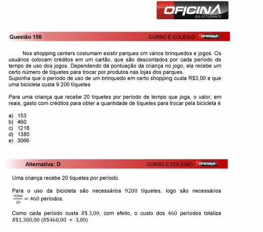 Enem 2012: correção da questão 156