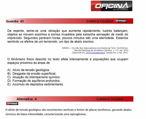 Enem 2012: correção da questão 43