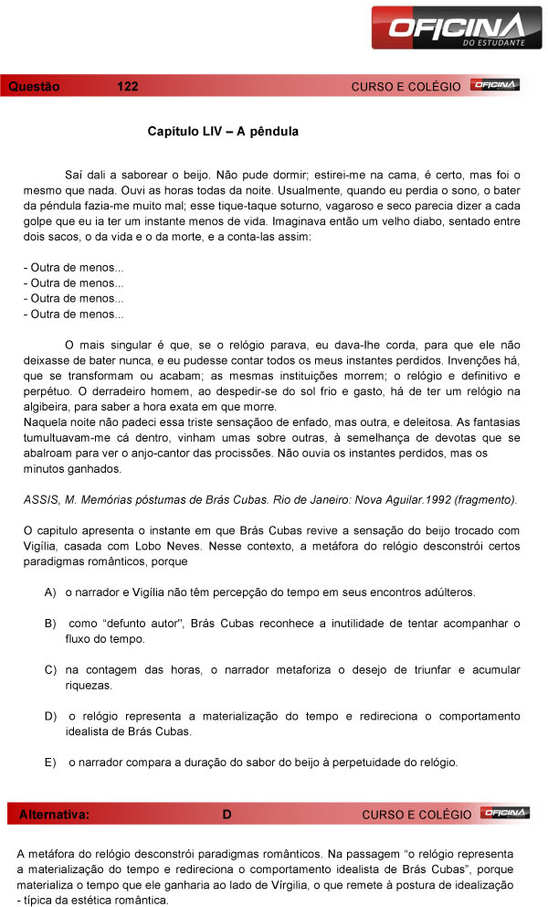 Enem 2013 – Correção da questão  122 – Linguagens e Códigos