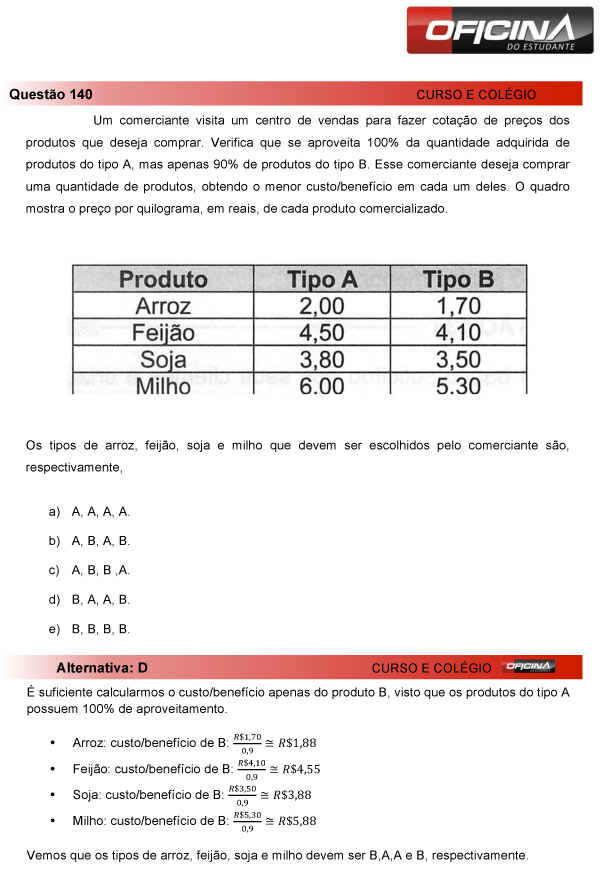 Enem 2013 – Correção da questão 140 – Matemática