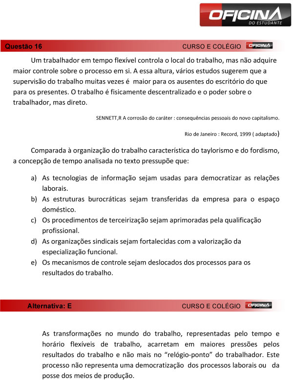 Enem 2013 – Correção da questão 16 – Ciências Humanas