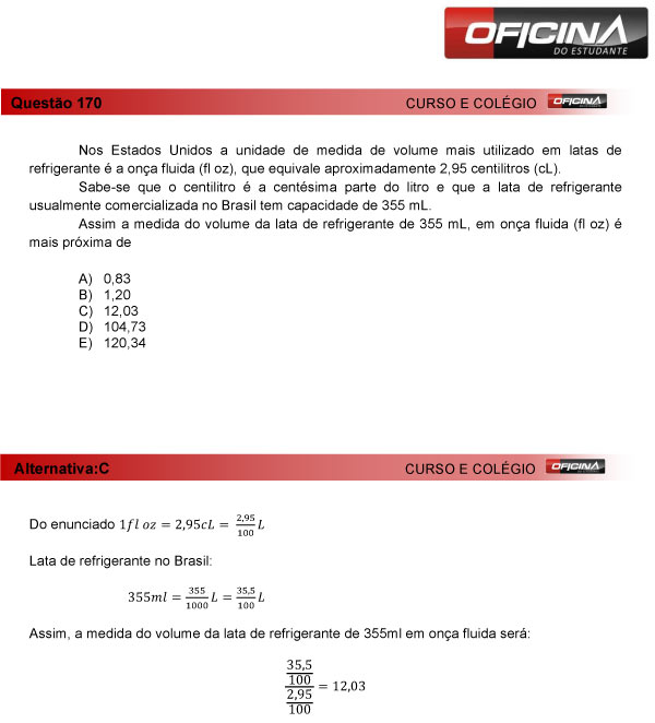 Enem 2013 – Correção da questão 170 – Matemática