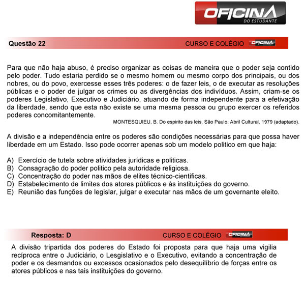 Enem 2013 – Correção da questão 22 – Ciências Humanas