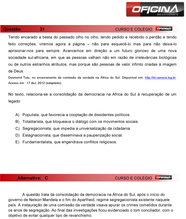 Enem 2013 – Correção da questão 31 – Ciências Humanas