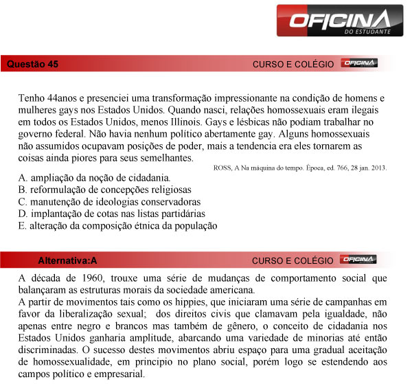 Enem 2013 – Correção da questão 45 – Ciências Humanas