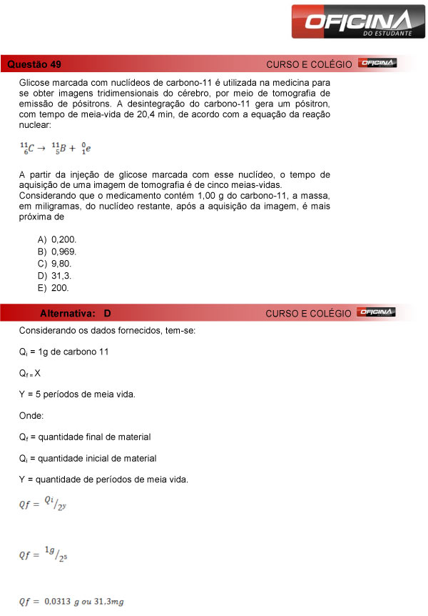 Enem 2013 – Correção da questão 49 – Ciências da Natureza