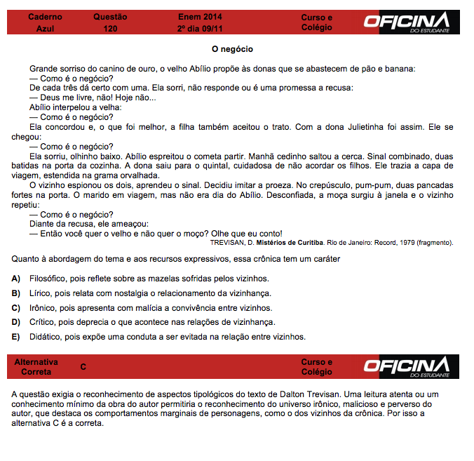 Enem 2014: correção da questão 120