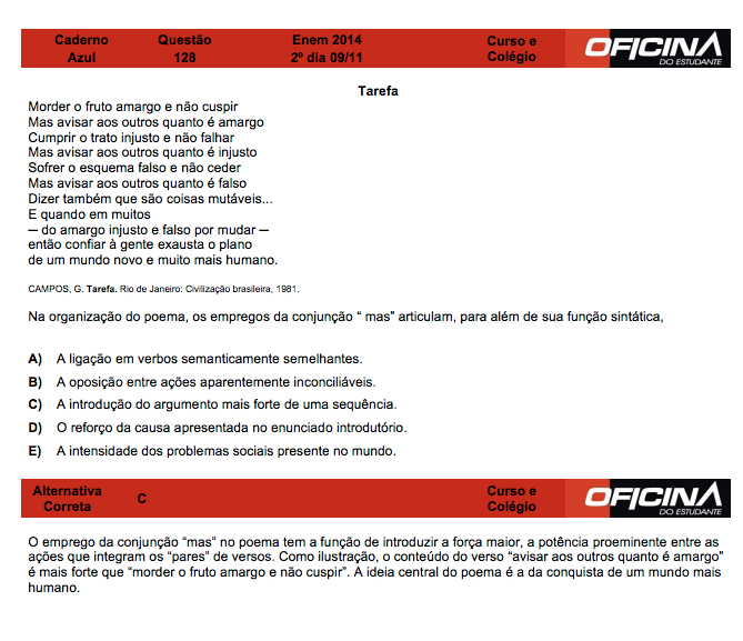 Enem 2014: correção da questão 128