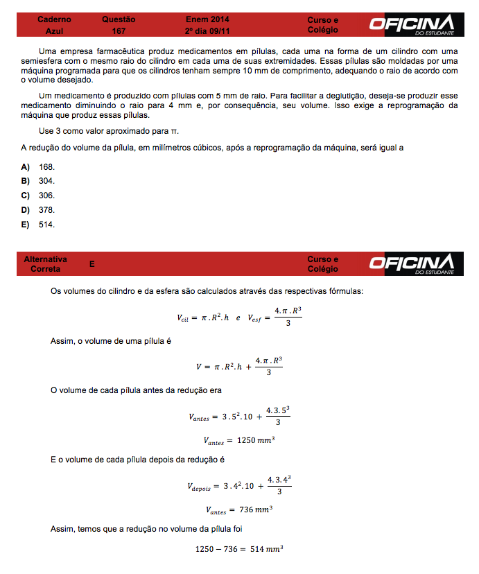 Enem 2014: correção da questão 167