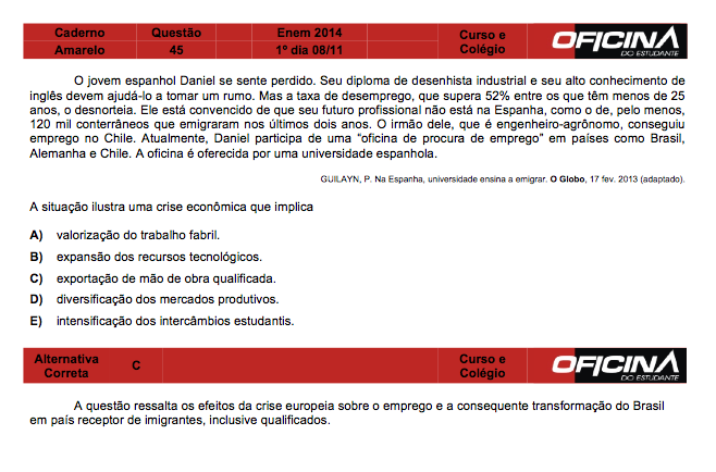 Enem 2014: correção da questão 45