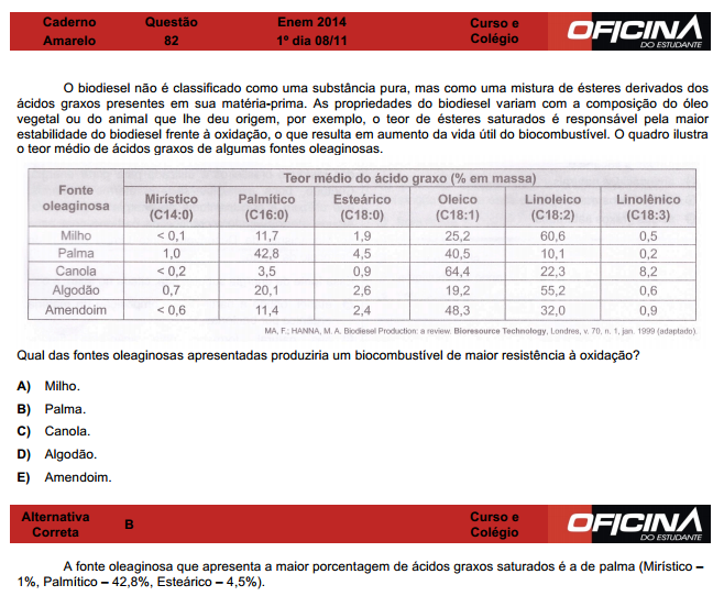 Enem 2014: correção da questão 82