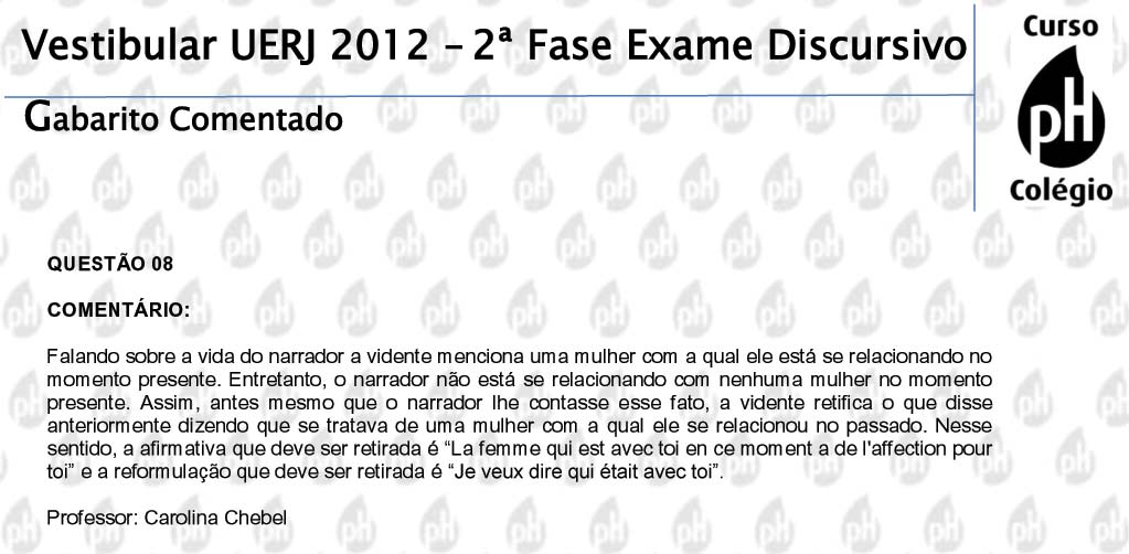 Uerj 2012 – Francês (questão 8)