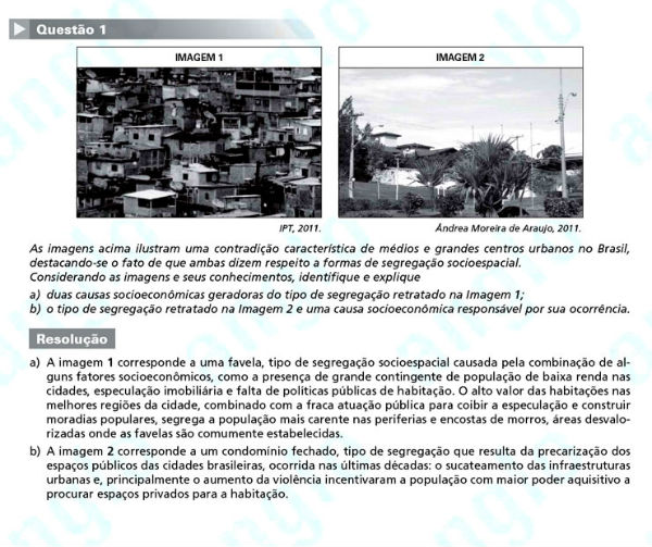 Fuvest 2012: Questão 1 (segunda fase) – conhecimentos específicos – prova de geografia