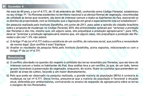 Fuvest 2012: Questão 4 (segunda fase) – conhecimentos específicos – prova de geografia