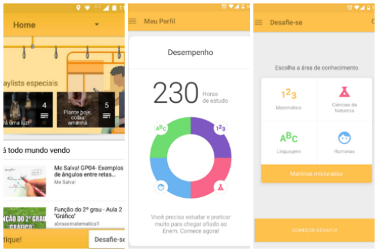 Resultado de uma parceria entre a Fundação Lemann e o canal Youtube EDU, o EDU.app é um aplicativo com foco específico para o Enem. Através dele, você pode ter acesso a videoaulas - organizadas conforme as quatro áreas de conhecimento do exame -, exercícios, dicas de prova e playlists especiais para ouvir durante os estudos. O app é gratuito e está disponível apenas para Android. (Imagem: Reprodução) Resultado de uma parceria entre a Fundação Lemann e o canal Youtube EDU, o EDU.app é um aplicativo com foco específico para o Enem. Através dele, você pode ter acesso a videoaulas - organizadas conforme as quatro áreas de conhecimento do exame -, exercícios, dicas de prova e playlists especiais para ouvir durante os estudos. O app é gratuito e está disponível apenas para Android. (Imagem: Reprodução)