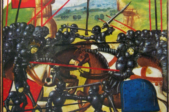 A guerra durou tanto tempo que teve início no período em que o sistema ainda era feudal e terminou com nações organizadas em Estados Nacionais. Ela também causou uma mudança no mapa da época e foi responsável pelo fortalecimento das monarquias e o consequente enfraquecimento do poder da nobreza. Por fim, a Guerra das Rosas, disputa pelo trono inglês, se desenvolveu devido à Guerra dos Cem Anos. (Imagem: Wikimedia Commons) A guerra durou tanto tempo que teve início no período em que o sistema ainda era feudal e terminou com nações organizadas em Estados Nacionais. Ela também causou uma mudança no mapa da época e foi responsável pelo fortalecimento das monarquias e o consequente enfraquecimento do poder da nobreza. Por fim, a Guerra das Rosas, disputa pelo trono inglês, se desenvolveu devido à Guerra dos Cem Anos. (Imagem: Wikimedia Commons)