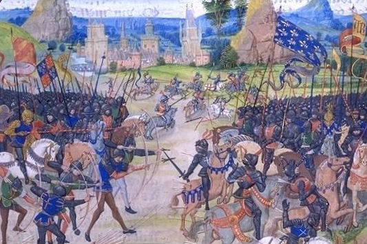 Após a peste, as batalhas foram retomadas em 1356. O momento de maior destaque desse período foi a Batalha de Poitiers, em que os ingleses conseguiram prender o próprio rei da França. (Imagem: Wikimedia Commons) Após a peste, as batalhas foram retomadas em 1356. O momento de maior destaque desse período foi a Batalha de Poitiers, em que os ingleses conseguiram prender o próprio rei da França. (Imagem: Wikimedia Commons)