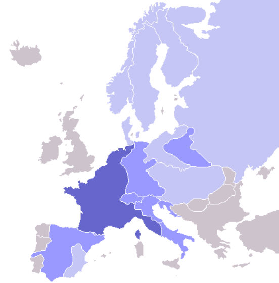 Um dos primeiros conflitos aconteceu em 1806 quando, para enfrentar o poder britânico, Napoleão decretou o Bloqueio Continental, que buscava impedir o comércio da Inglaterra com todos os outros portos da Europa. No entanto, essa medida não foi bem vista pelas terras dominadas por Napoleão, que muitas vezes utilizou as forças militares para conter o desrespeito ao bloqueio. A imagem mostra a situação da Europa já em 1811. As cores indicam, do azul mais escuro ao mais claro, os países membros do Império Francês, os territórios dominados por ele e os países obrigados a praticar o bloqueio. (Imagem: Wikimedia Commons) Um dos primeiros conflitos aconteceu em 1806 quando, para enfrentar o poder britânico, Napoleão decretou o Bloqueio Continental, que buscava impedir o comércio da Inglaterra com todos os outros portos da Europa. No entanto, essa medida não foi bem vista pelas terras dominadas por Napoleão, que muitas vezes utilizou as forças militares para conter o desrespeito ao bloqueio. A imagem mostra a situação da Europa já em 1811. As cores indicam, do azul mais escuro ao mais claro, os países membros do Império Francês, os territórios dominados por ele e os países obrigados a praticar o bloqueio. (Imagem: Wikimedia Commons)