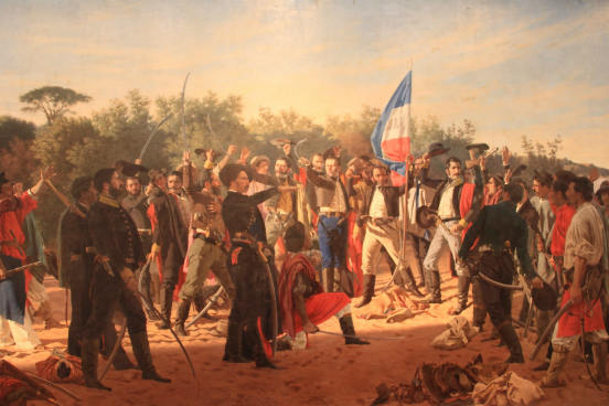 Após diversas batalhas, impasses em terra e um bloqueio naval brasileiro, França e Inglaterra atuaram como mediadoras para o fim do conflito em 1828. No dia 27 de agosto do mesmo ano, um acordo assinado entre Brasil e Argentina estabeleceu que ambos renunciariam às suas conquistas e reconheceriam a independência da Província Cisplatina, que passou a se chamar República Oriental do Uruguai. (Imagem: Wikimedia Commons) Após diversas batalhas, impasses em terra e um bloqueio naval brasileiro, França e Inglaterra atuaram como mediadoras para o fim do conflito em 1828. No dia 27 de agosto do mesmo ano, um acordo assinado entre Brasil e Argentina estabeleceu que ambos renunciariam às suas conquistas e reconheceriam a independência da Província Cisplatina, que passou a se chamar República Oriental do Uruguai. (Imagem: Wikimedia Commons)