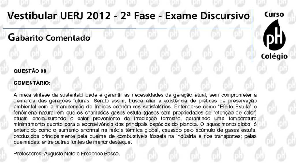 Uerj 2012 – Geografia (questão 8)